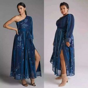 Blue one shoulder Anthropology dress size 1X.